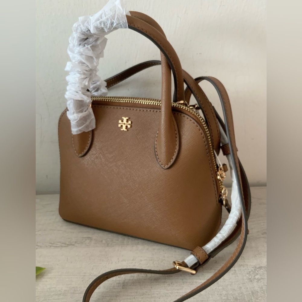 NWT TORY BURCH EMERSON DOME MINI SATCHEL CROSSBODY MOOSE - Picture 3 of 9
